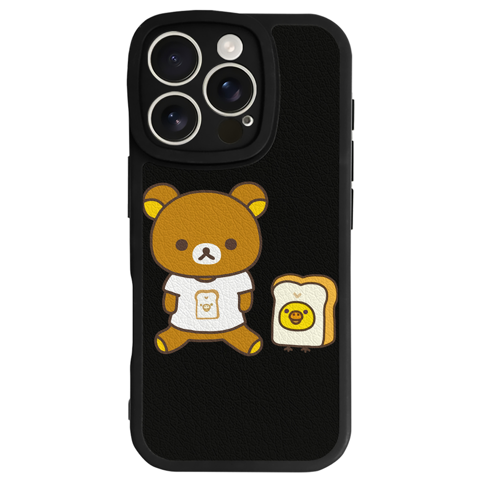 （画像用） リラックマ リラックマ キイロイトリ Rilakkuma Korilakkuma Kiiroitori 【iPhone 16シリーズ対応】シリコンスマホケース（レザー調） 材質：シリコン